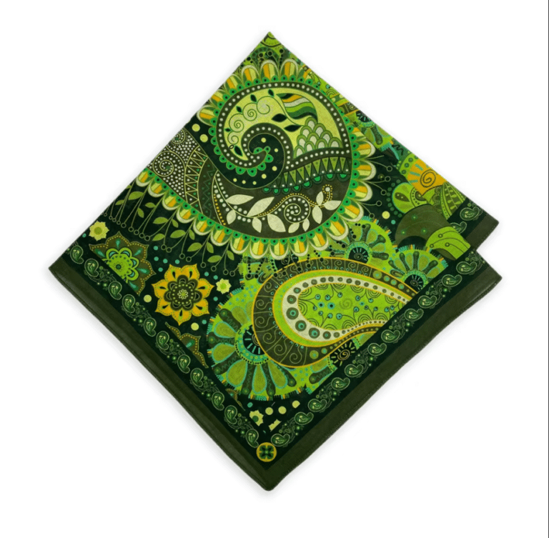 Bandana cowboy paisley vert motifs floraux (5)