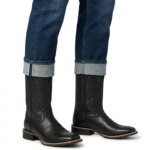 Bottes cowboy femme cuir vegan noir artisanale motif western (1)
