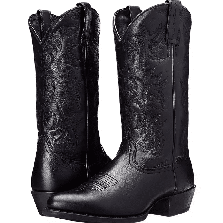 Bottes cowboy femme cuir vegan noir artisanale motif western (3)