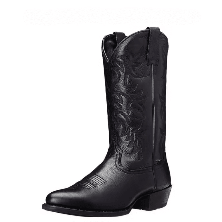 Bottes cowboy femme cuir vegan noir artisanale motif western (6)