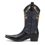 Bottes cowboy homme cuir broderies dorées (6)