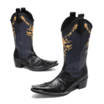 Bottes cowboy homme cuir broderies dorées (7)