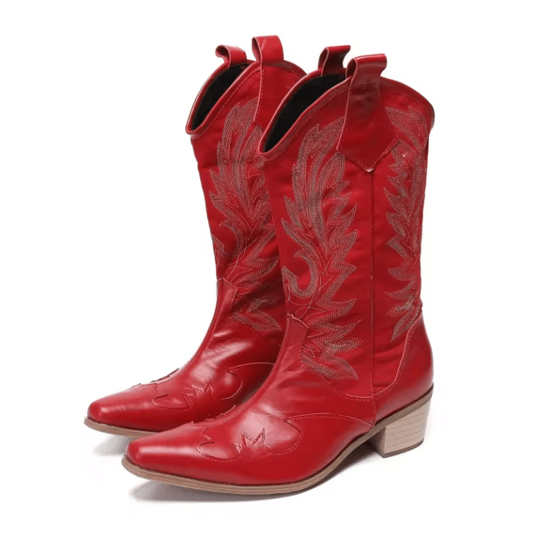 Bottes cowboy homme cuir de vachette rouge (2)