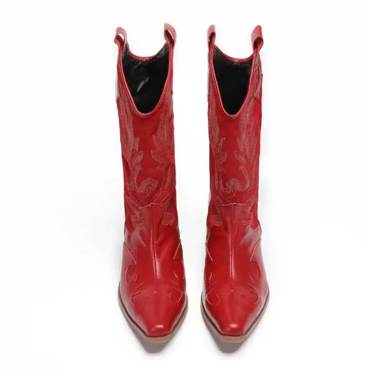 Bottes cowboy homme cuir de vachette rouge (4)