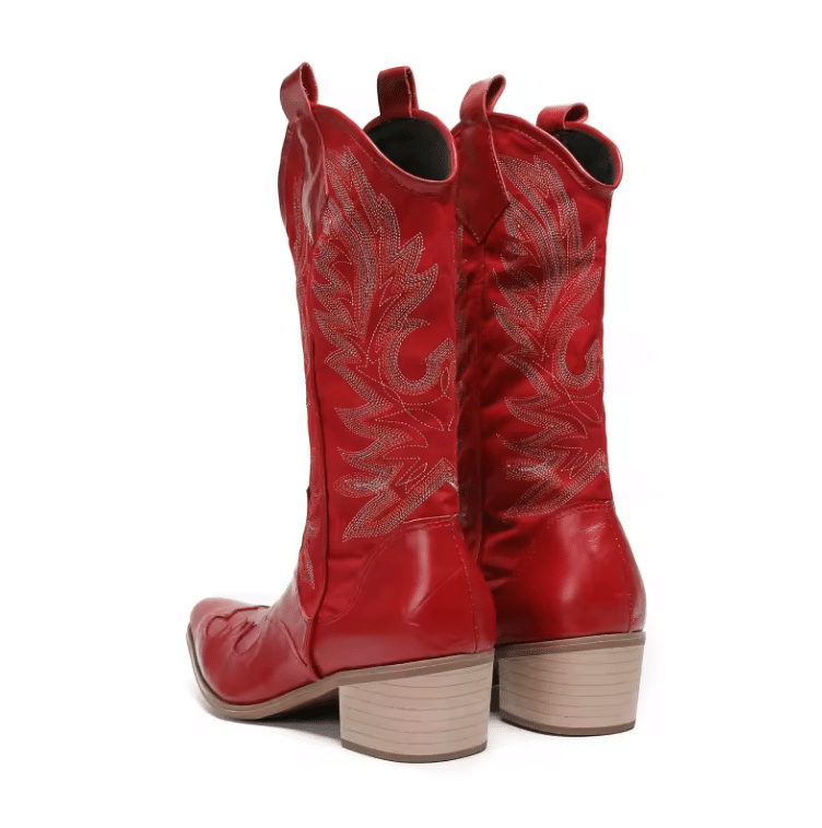 Bottes cowboy homme cuir de vachette rouge (5)