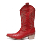Bottes cowboy homme cuir de vachette rouge8