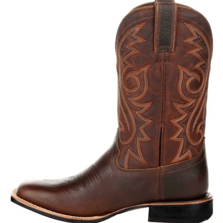 Bottes cowboy homme cuir marron brodé