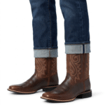 Bottes cowboy homme cuir marron brodé11