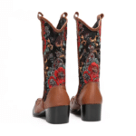 Bottes western homme cuir brodé floral embout métallique (3)