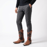 Bottes western homme cuir brodé floral embout métallique (7)