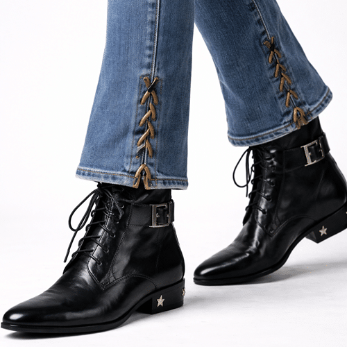 Bottines cowboy femme cuir talon étoiles