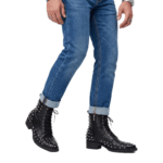 Bottines cowboy homme cuir à pique (2)