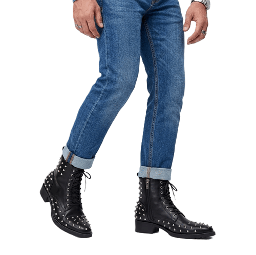 Bottines cowboy homme cuir à pique (2)