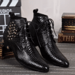 Bottines cowboy homme cuir motif python cloutées (1)