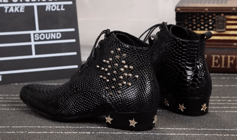 Bottines cowboy homme cuir motif python cloutées (3)