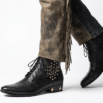 Bottines cowboy homme cuir motif python cloutées (8)