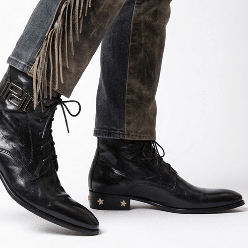 Bottines cowboy homme cuir talon étoiles (7)