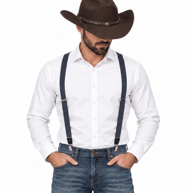 Bretelles cowboy noires à pinces western vintage (2)