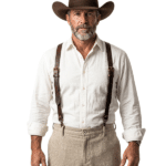 Bretelles cowboy vintage en cuir à mousquetons (4)