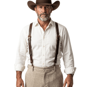 Bretelles cowboy vintage en cuir à mousquetons