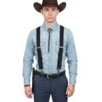 Bretelles homme cowboy élastiques noires à mousquetons