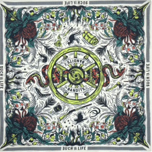 Foulard cowboy coton motif Bandits roue western vintage