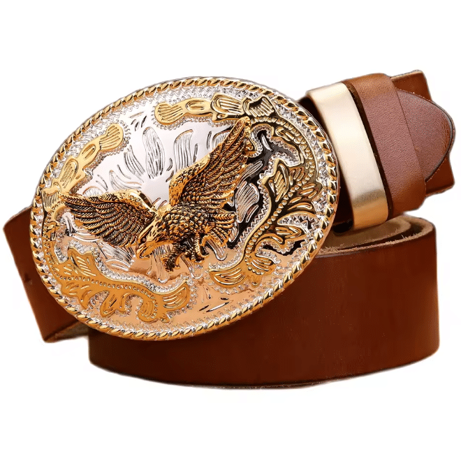Ceinture cowboy boucle aigle doré (1)