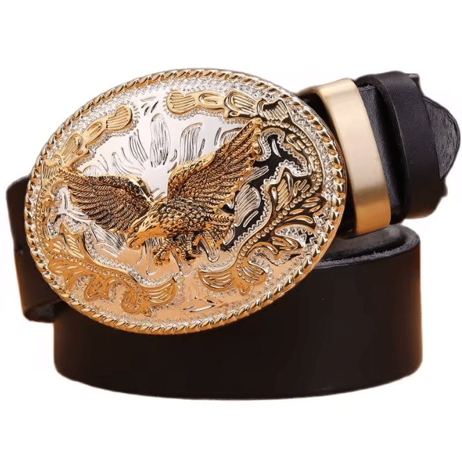 Ceinture cowboy boucle aigle doré (3)