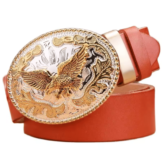 Ceinture cowboy boucle aigle doré (4)