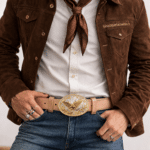 Ceinture cowboy boucle aigle doré (6)