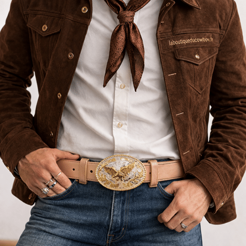 Ceinture cowboy boucle aigle doré (6)
