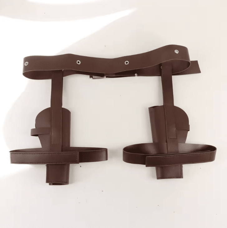 Ceinture cowboy double holster cuisse en cuir synthétique (2)