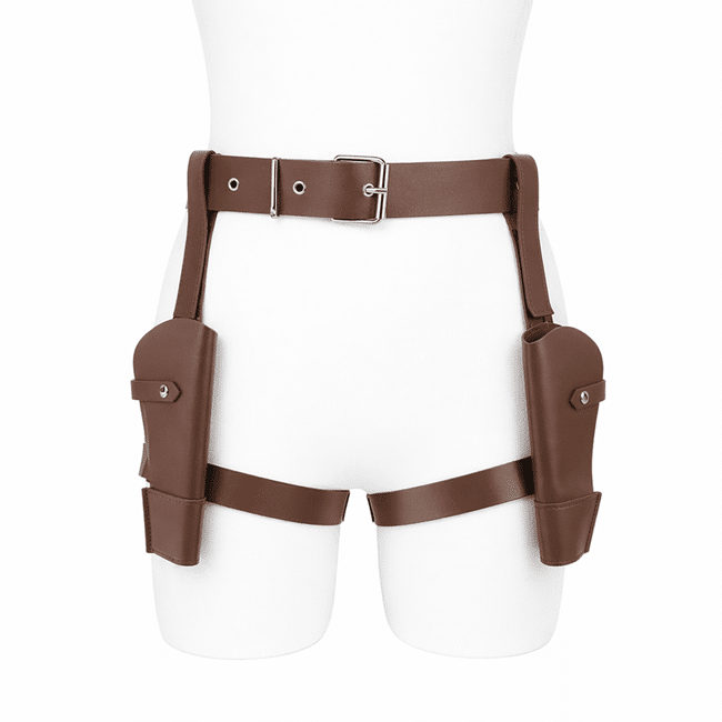 Ceinture cowboy double holster cuisse en cuir synthétique
