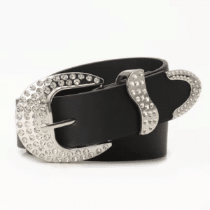 Ceinture cowboy noire avec boucle strass