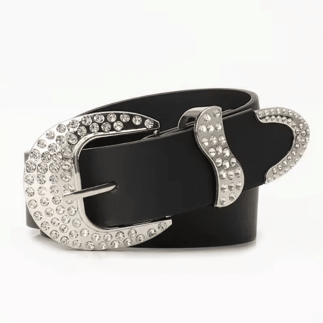 Ceinture cowboy noire avec boucle strass (1)