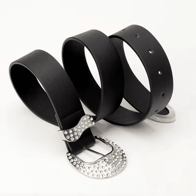 Ceinture cowboy noire avec boucle strass (4)