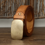 Ceinture cuir et laiton brut western (1)