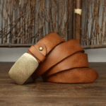 Ceinture cuir et laiton brut western (2)