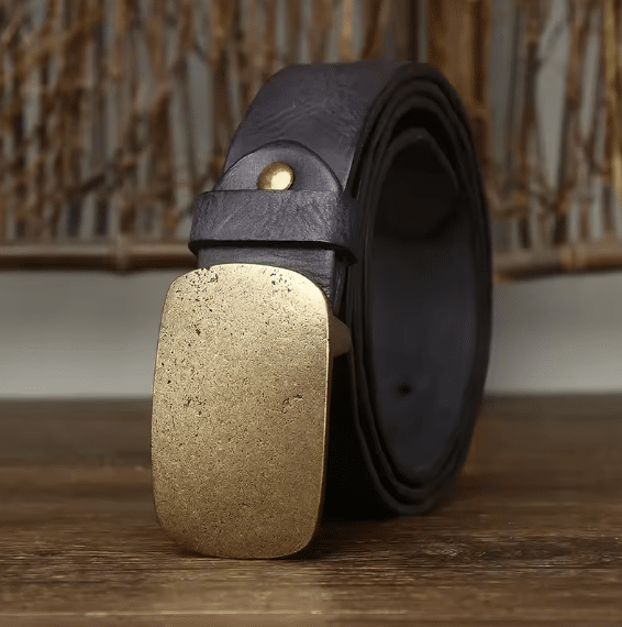 Ceinture cuir et laiton brut western (3)
