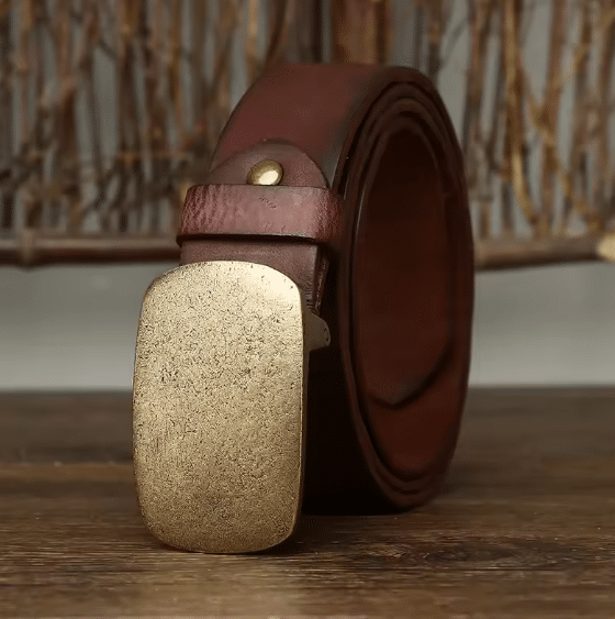 Ceinture cuir et laiton brut western (4)
