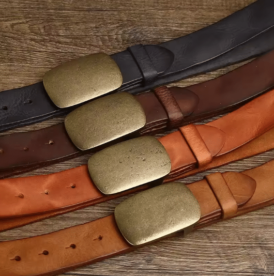 Ceinture cuir et laiton brut western (5)