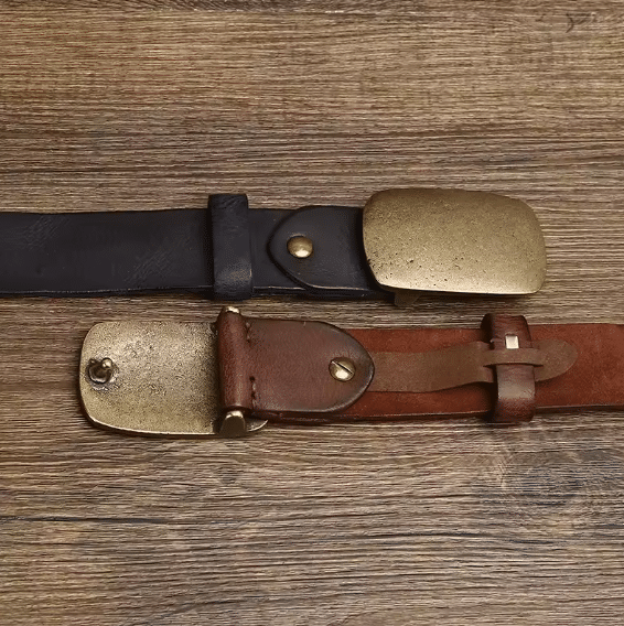 Ceinture cuir et laiton brut western (6)