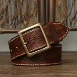 Ceinture cuir femme motif feuille boucle laiton (3)