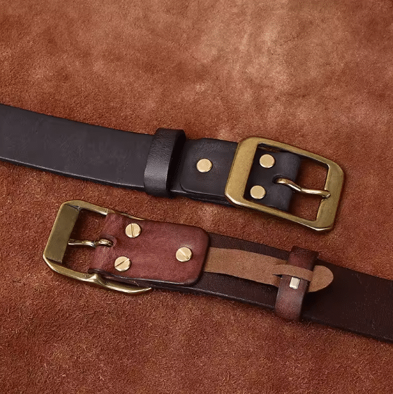 Ceinture western cuir boucle classique laiton Vintage (7)