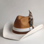 Chapeau cowboy bicolore avec plume (1)