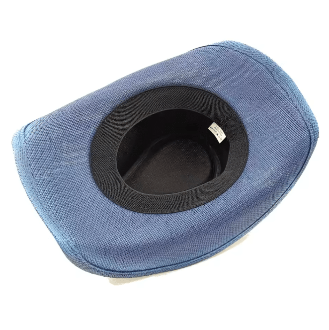 Chapeau cowboy bleu bandeau clou et taureau (1)