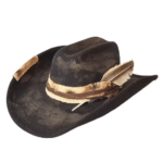 Chapeau cowboy effet vieilli ruban et plume (1)