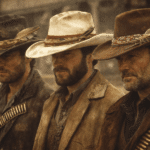 Chapeau cowboy effet vieilli ruban et plume
