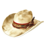 Chapeau cowboy effet vieilli ruban et plume (2)