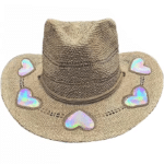 Chapeau cowboy femme paille motifs coeur (1)